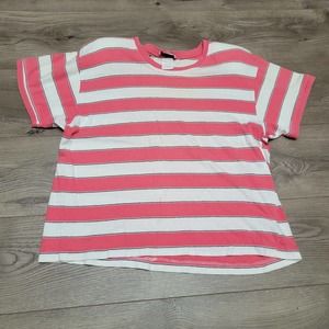 Vintage BDP Shirt Womens Small Pink Striped Classiccore Shoulder Pads Scoop Neck